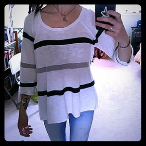 Loose fitting light weight striped sweater